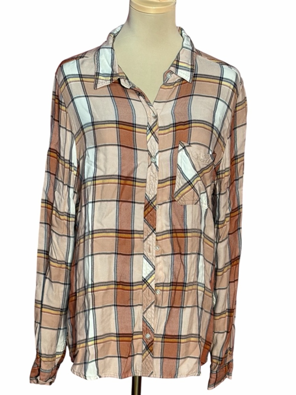 Universal Thread Tan Brown Plaid Button Down Shirt XL Shacket